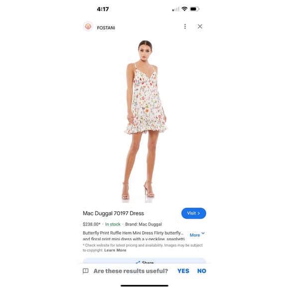 Mac Duggal Floral Butterfly Spaghetti Straps Plunge V Neck Mini Dress Size 6 NWT - Picture 4 of 11